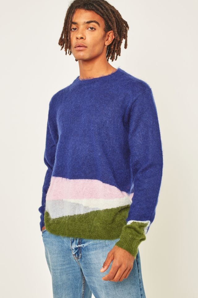 Stussy Navy Colour Bleed Mohair Jumper