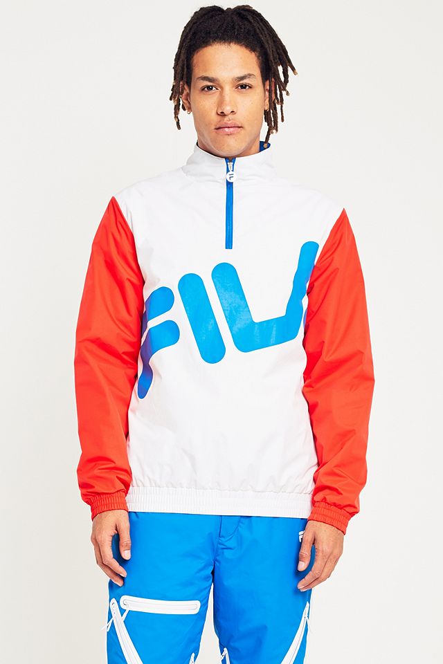 FILA White and Red ¼ Zip Pullover Windbreaker Jacket | Urban Outfitters UK