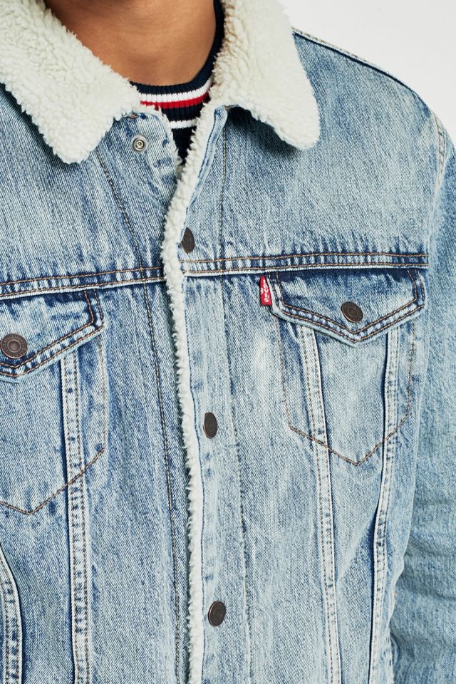 Levi's Type 3 Fine Line Denim Sherpa Trucker Jacket #3