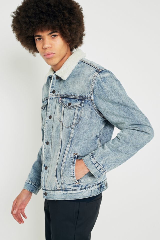 Levi's Type 3 Fine Line Denim Sherpa Trucker Jacket #5