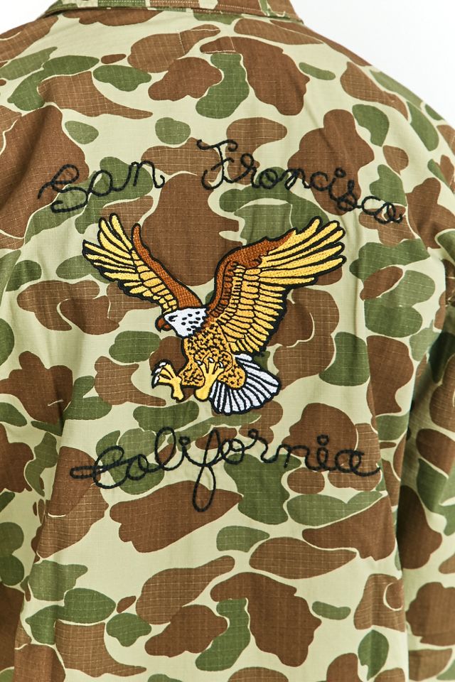 Vintage 1990'S South Korean Army an-arkhos camouflage pattern bacterial camo military shirt jacket, men's size M polyester black type Vintage Second Hand main image 0