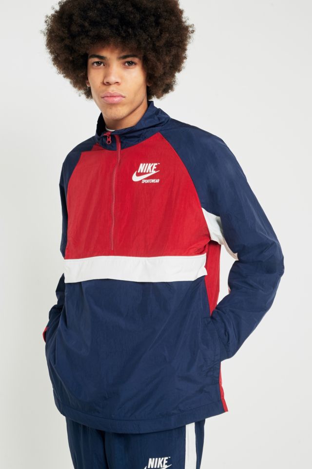 Nike Sportswear Obsidian and Red Archive Anorak Jacket | Urban ...