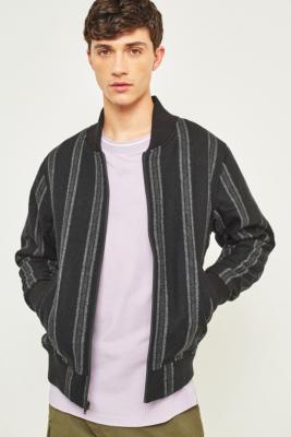 Stussy Wool Stripe Black Bomber Jacket