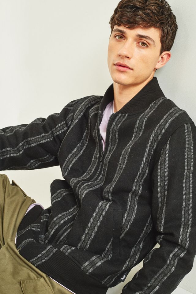 ジャケット・アウター Stussy Wool Stripe Bomber Jacket Stussy Wool Stripe Black Bomber Jacket | Urban Outfitters UK