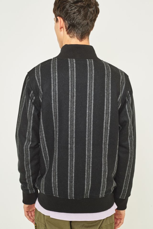 Stussy Wool Stripe Black Bomber Jacket