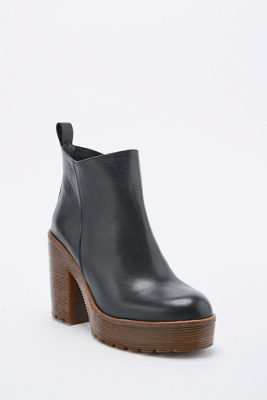 deena black leather platform booties