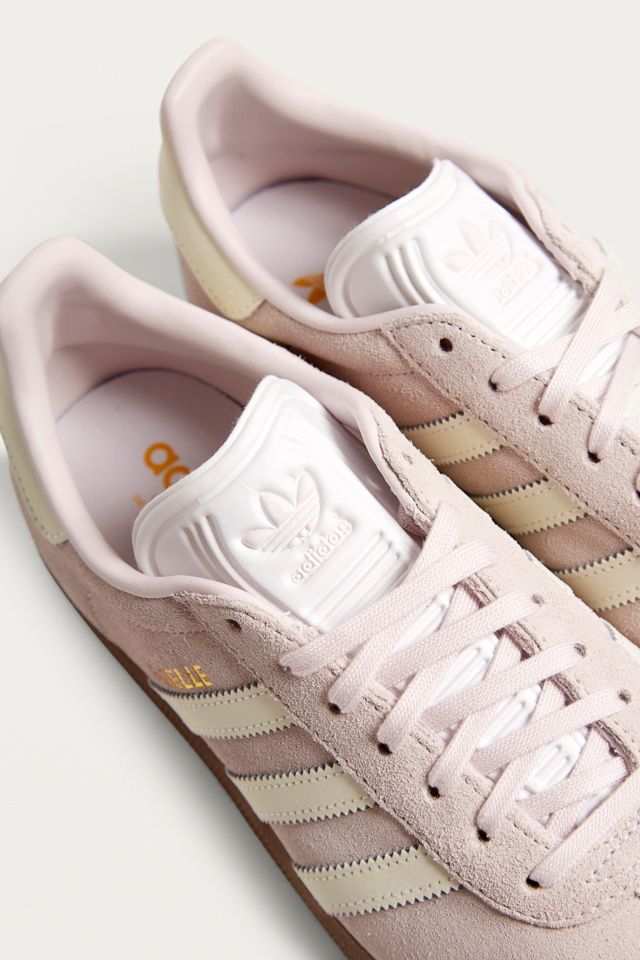 Adidas originals gazelle pink suede gum sole trainers hotsell