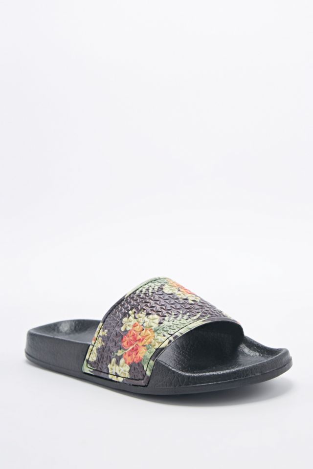 Slydes Tropical Print Sliders in Black | Urban Outfitters UK