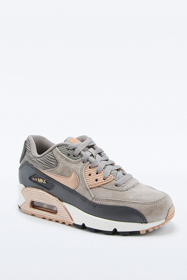 Nike Air Max 90 Grey and Bronze Leather Trainers | Urban Outfitters UK