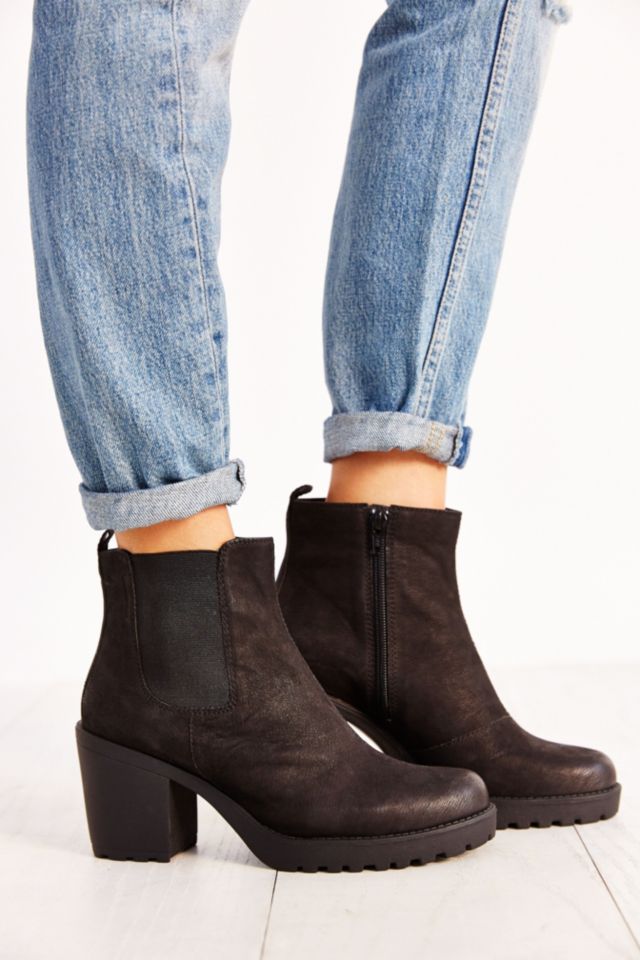 Grace Black Nubuck Chelsea Ankle Boots | Urban UK