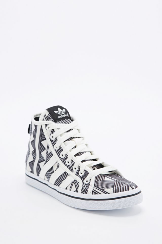 adidas Farm Honey Mid Top Trainers in Black and White