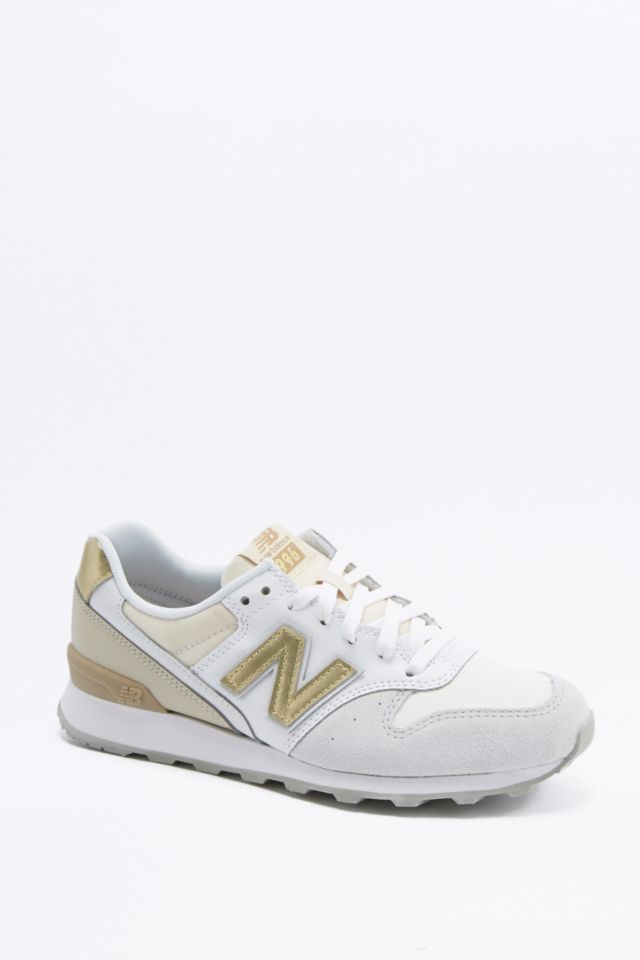 New Balance 996 White and Gold Trainers |
