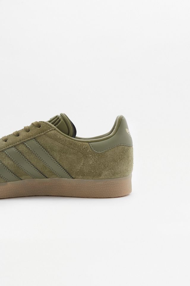 adidas Gazelle Olive Suede Gum Sole Trainers | Urban Outfitters UK