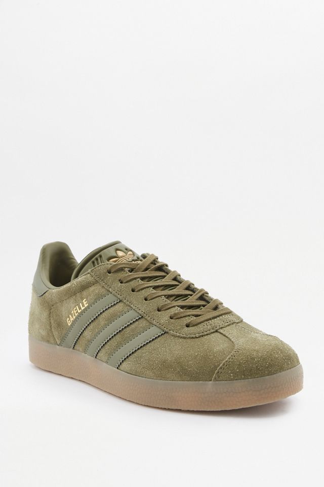 adidas Gazelle Olive Suede Gum Sole Trainers | Urban Outfitters UK