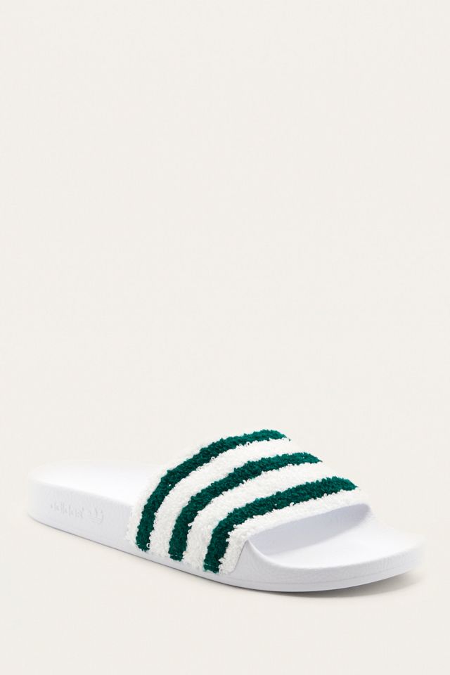 Green and white adidas hot sale slides