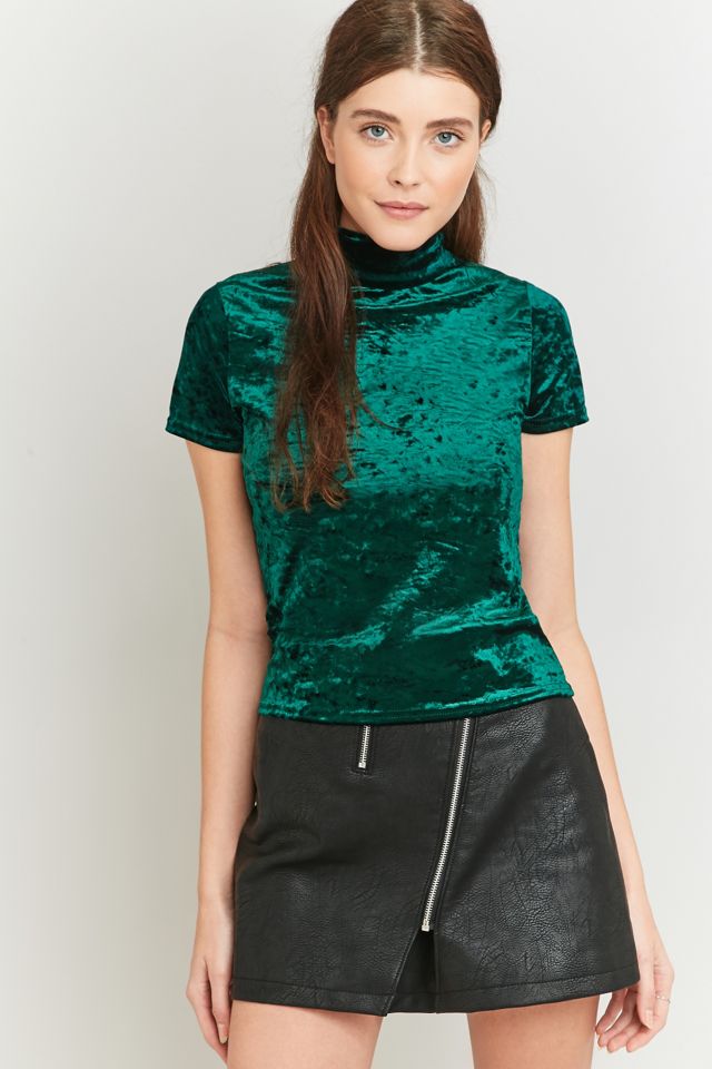 Urban Renewal Vintage Remnants Green Marble Velvet Mock Neck Top #5