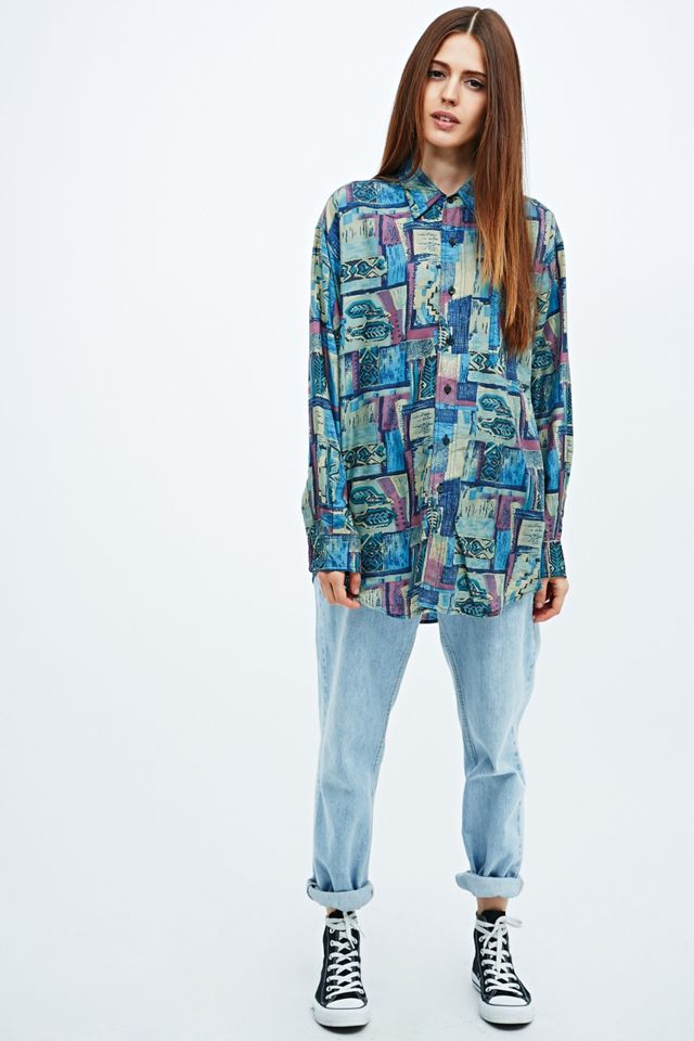 Urban Renewal Vintage Surplus Printed Silk Shirt Urban Outfitters UK