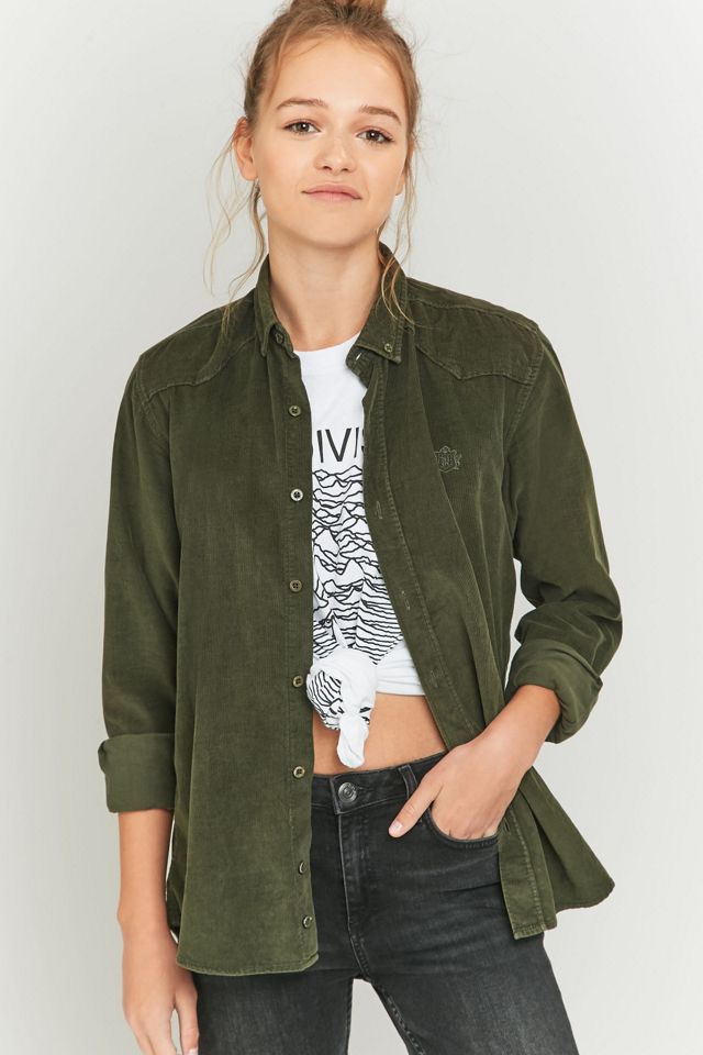 Urban Renewal Vintage Customised Dark Green Corduroy Shirt | Urban ...