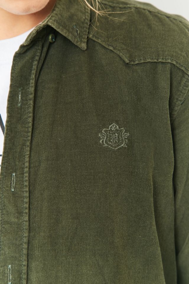 Urban Renewal Vintage Customised Dark Green Corduroy Shirt #2