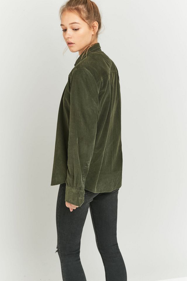 Urban Renewal Vintage Customised Dark Green Corduroy Shirt | Urban ...