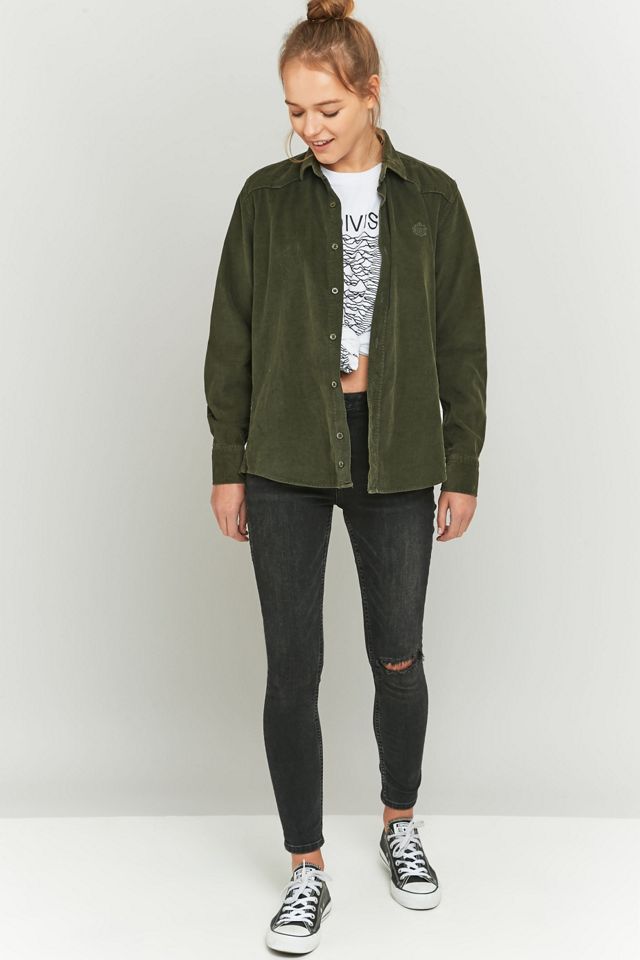 Urban Renewal Vintage Customised Dark Green Corduroy Shirt | Urban ...