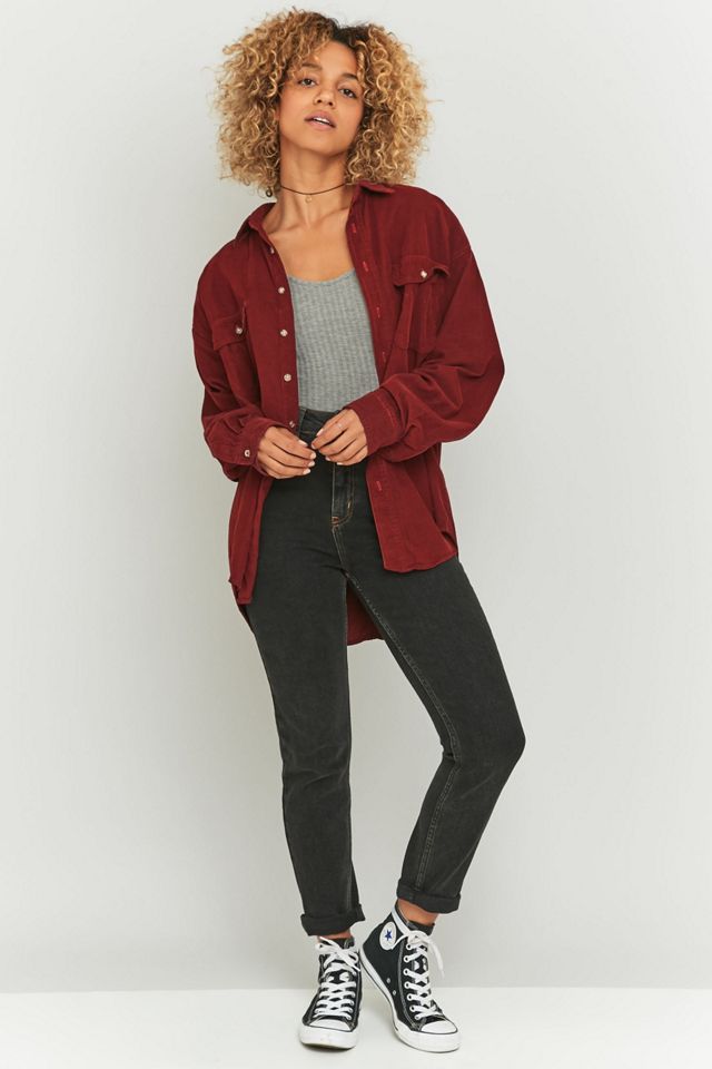 Urban Renewal Vintage Customised Maroon Corduroy Shirt #4