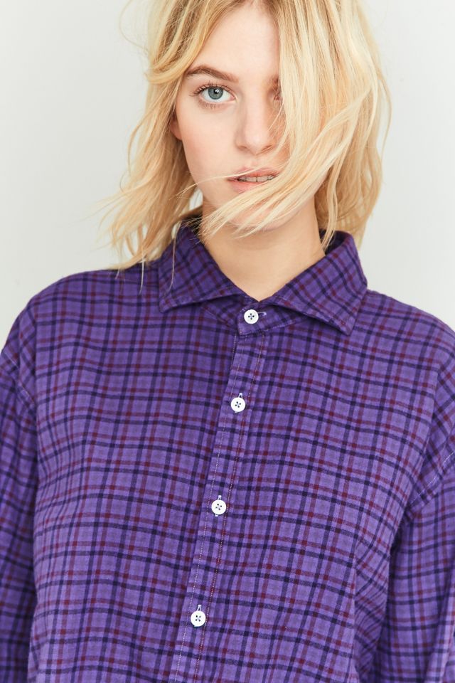 Urban Renewal Vintage Customised Cropped Purple Flannel Top #1