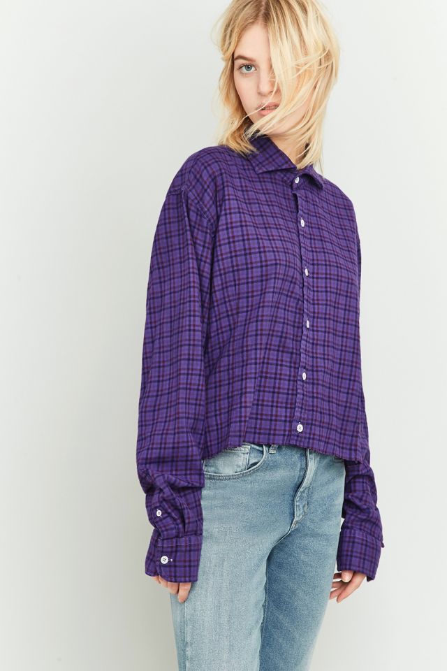 Urban Renewal Vintage Customised Cropped Purple Flannel Top #5