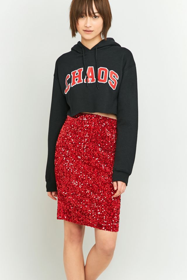 Urban Renewal Vintage Remnants Red Sequin Pencil Skirt Urban