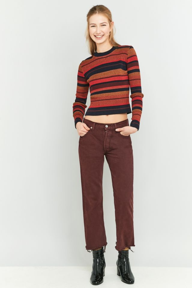 Urban Renewal Vintage Remnants Levi's 501 Cropped Maroon Jeans | Urban  Outfitters UK