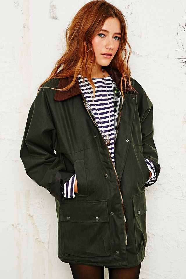 Vintage Renewal Oversized Wax Jacket in Green | Urban Outfitters FR
