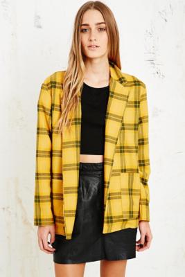 urban outfitters yellow plaid jacket