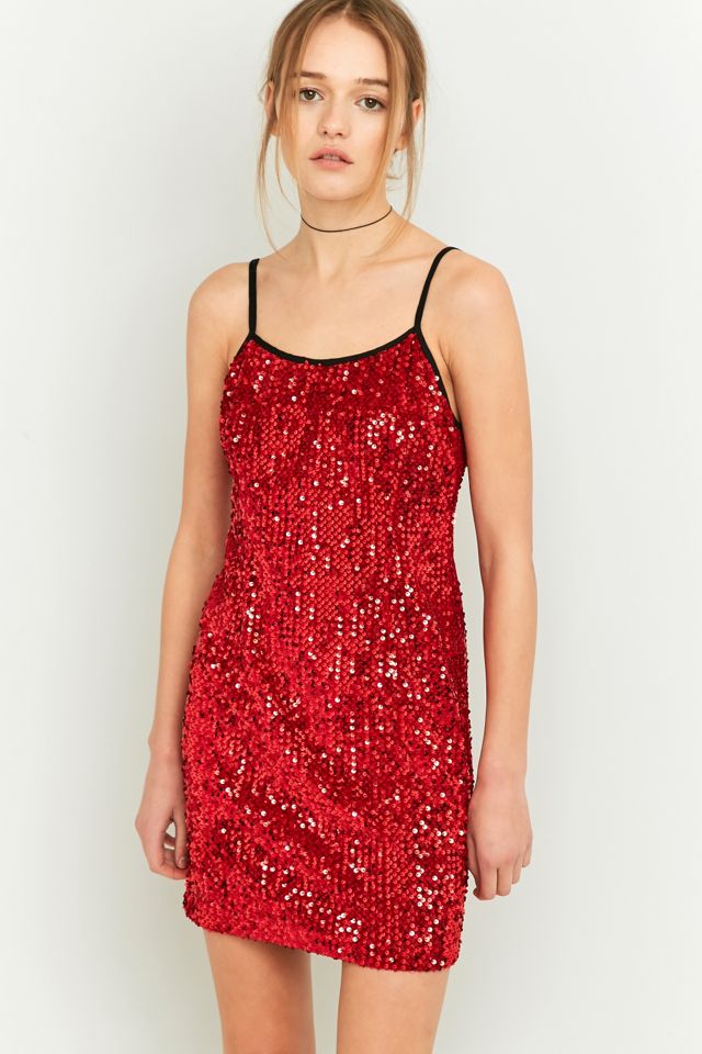 urban outfitters red sequin dress Urban Renewal Vintage Remnants Red Sequin Slip Dress