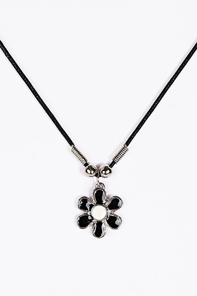 Vintage Renewal Flower Necklace in Black | Urban Outfitters UK