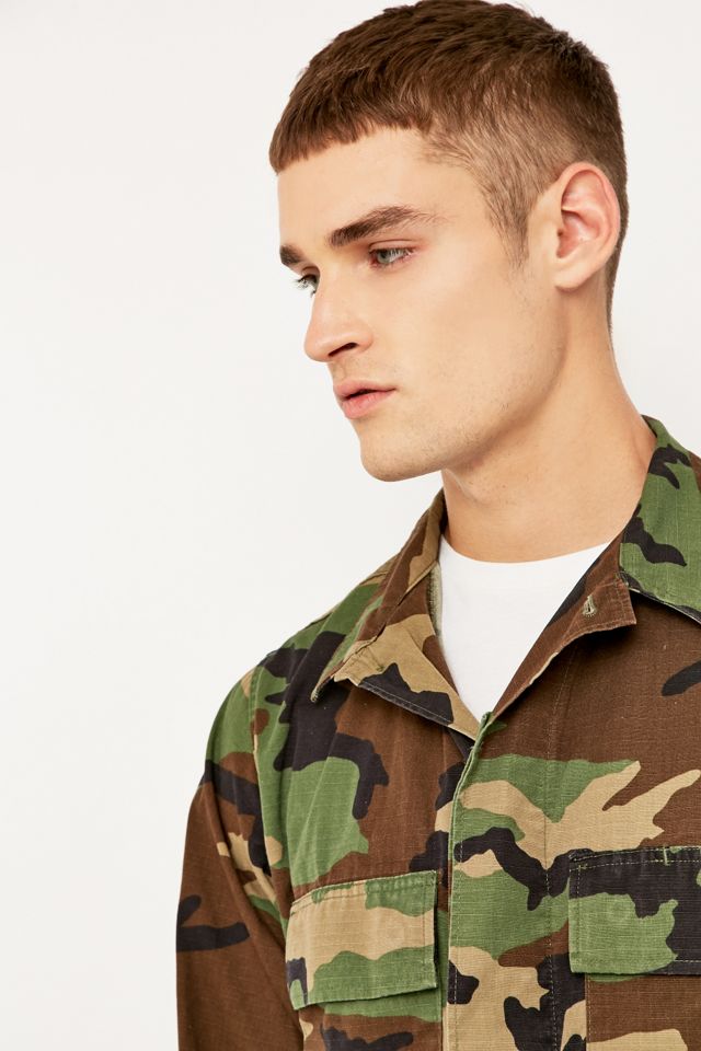 Urban Renewal Vintage Surplus Camo Military BDU Shirt #5