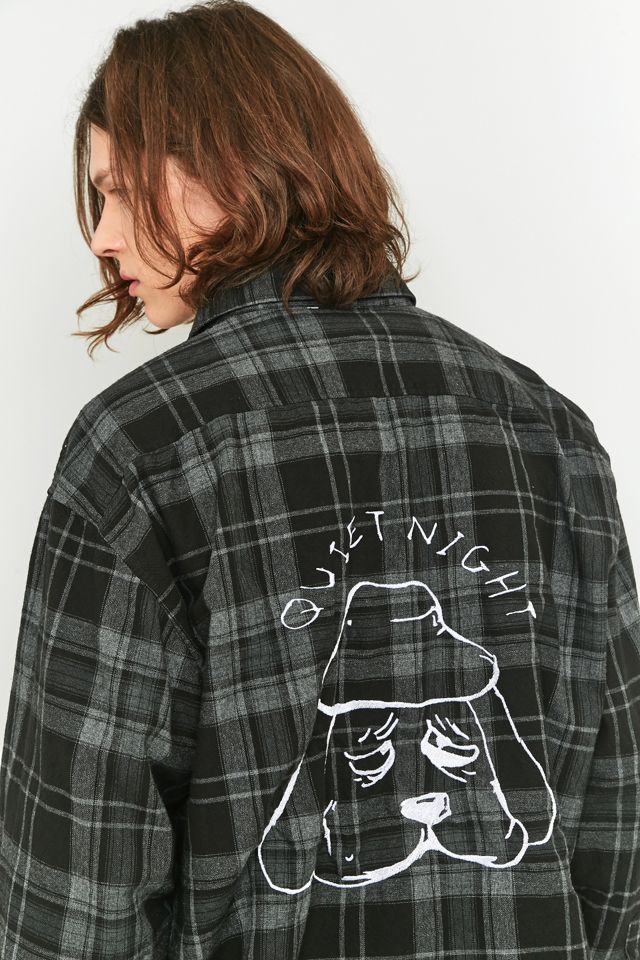 Urban Renewal Vintage Customised Black Dog Embroidery Flannel Shirt #3