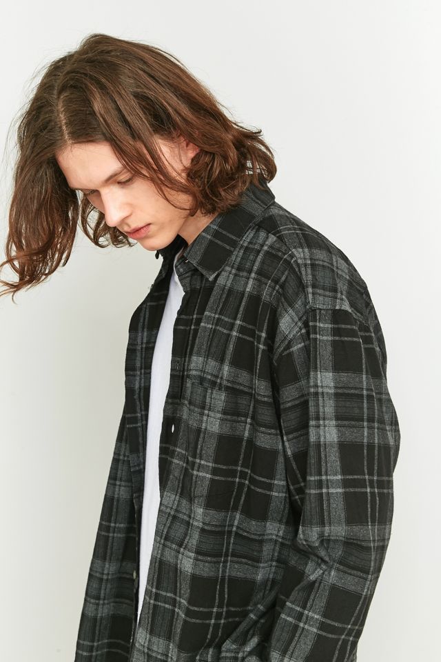 Urban Renewal Vintage Customised Black Dog Embroidery Flannel Shirt #5