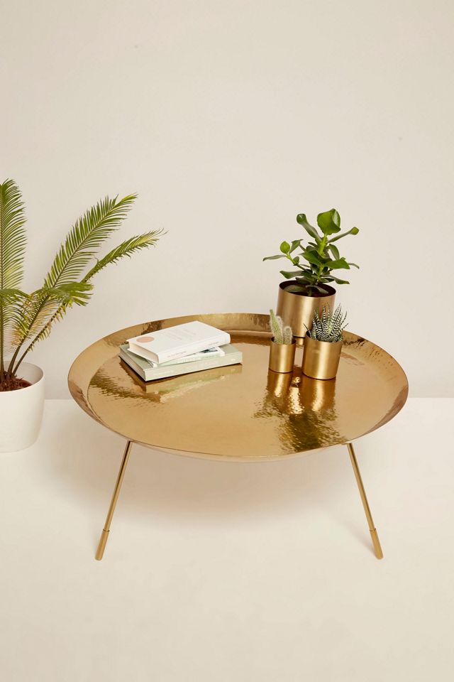 Large Beaten Metal Coffee Table #5