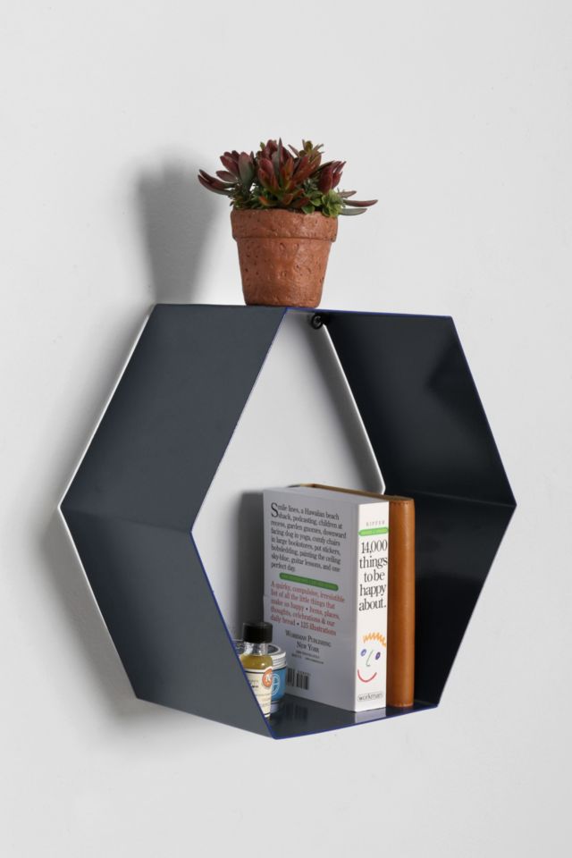 Grey hexagon outlet shelf unit