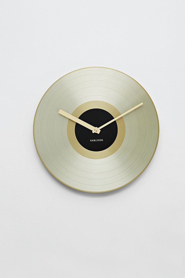 Karlsson Gold Record Wall Clock Urban Outfitters UK