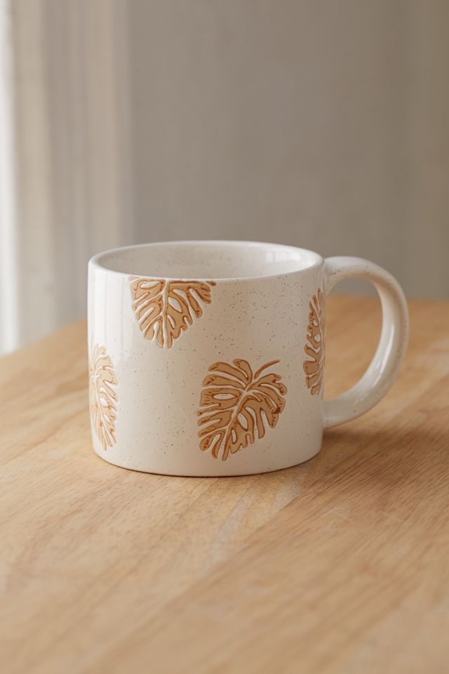 Ceramic Wax Resist Palm Design Mug