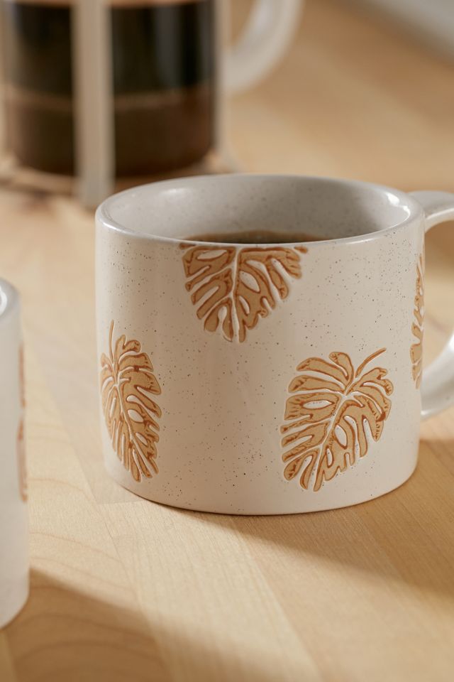 Ceramic Wax Resist Palm Design Mug #3