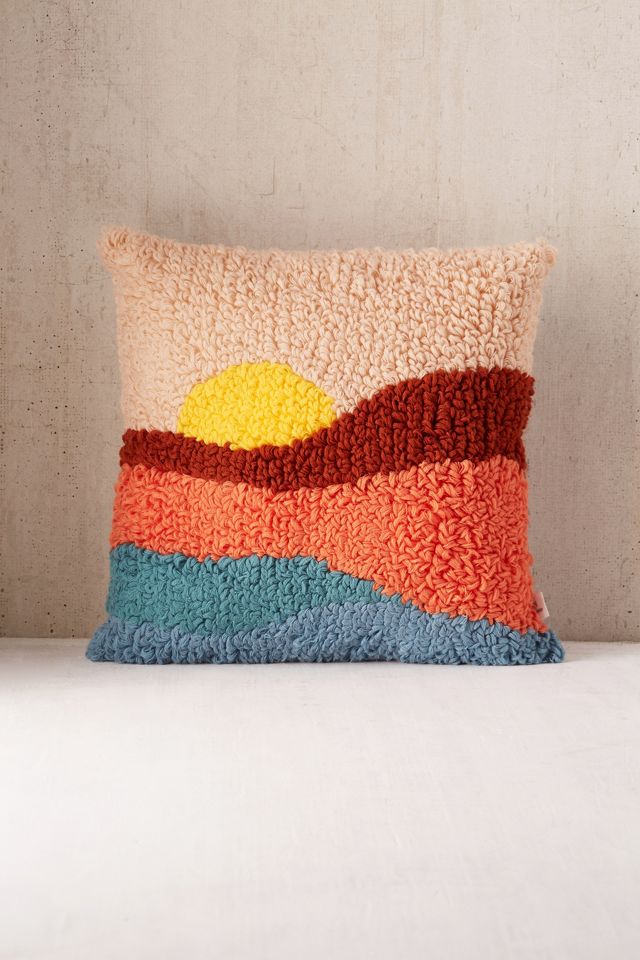 Sunset Shag Throw Pillow #1