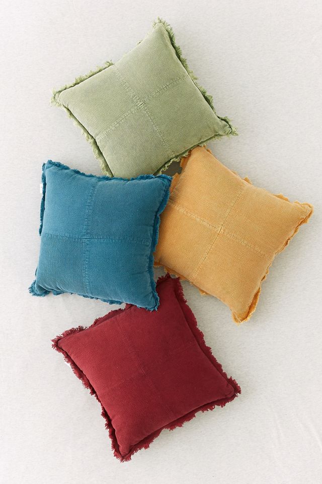 Maroon Pieced Corduroy Throw Cushion #1