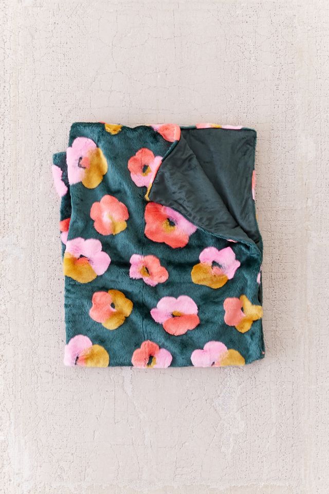 Penny Floral Faux Fur Throw Blanket #1