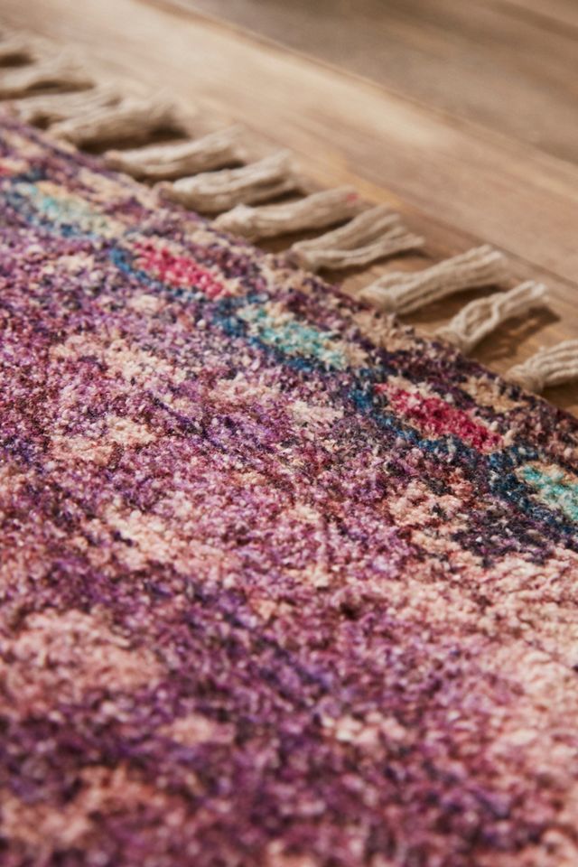 Zelda - Tapis Kilim en maille chenille imprimé violet 2x3 #1