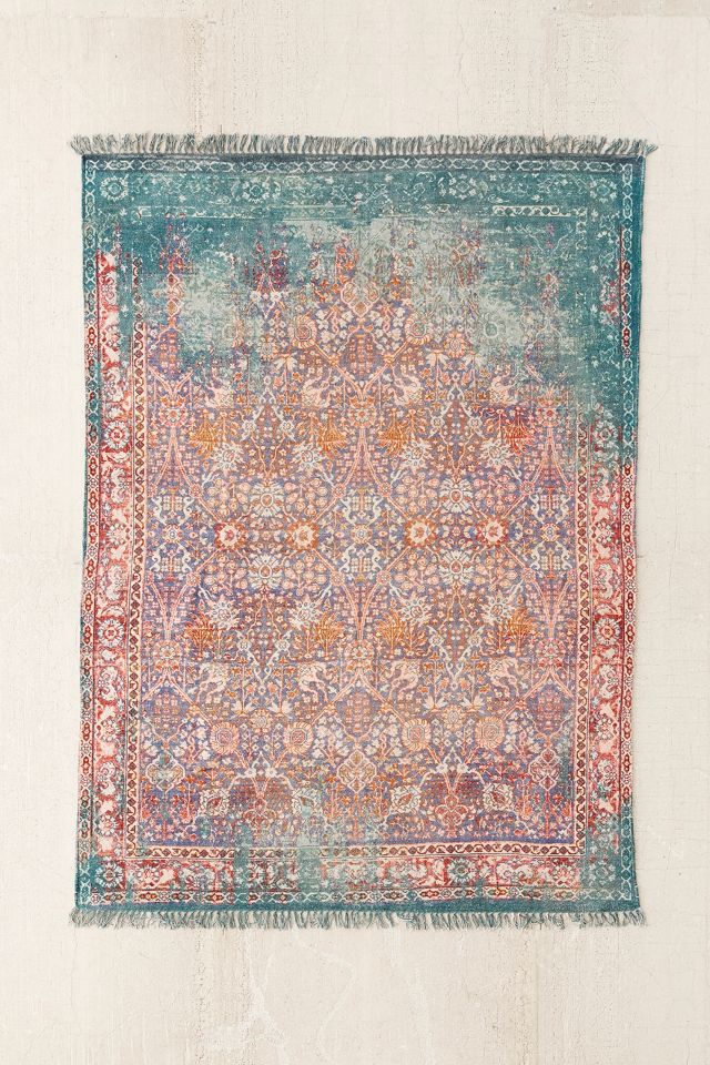 Isolde Distressed Vintage Print 5x7 Chenille Rug #1