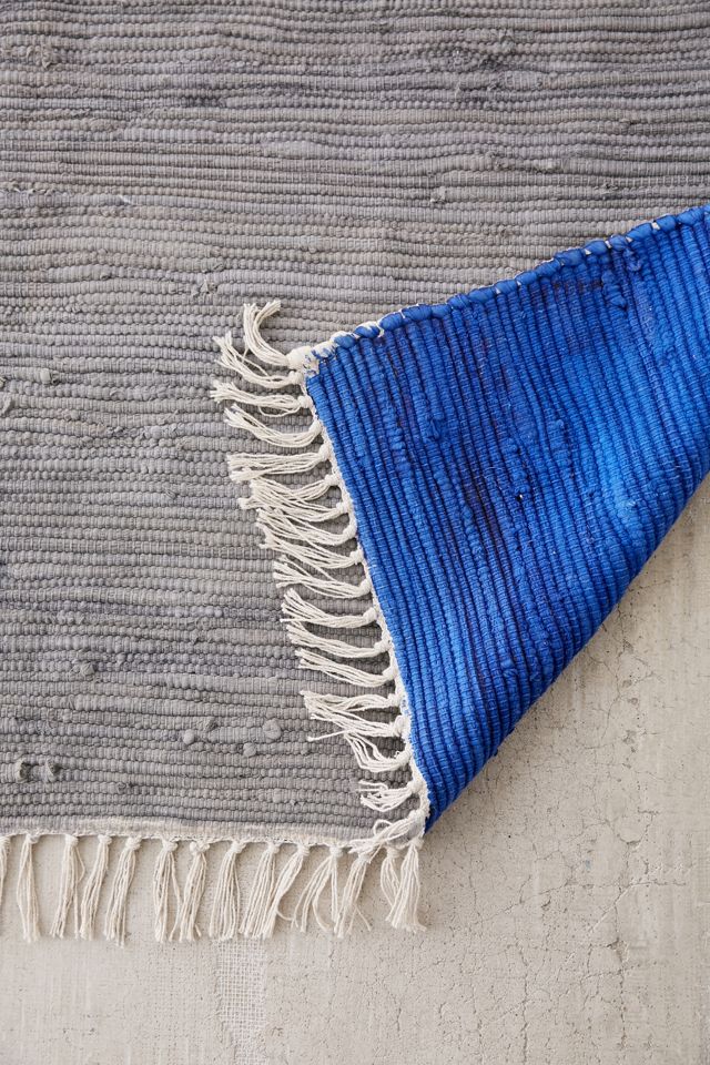 Reversible 3x5 Grey and Blue Colourblock Rug #3
