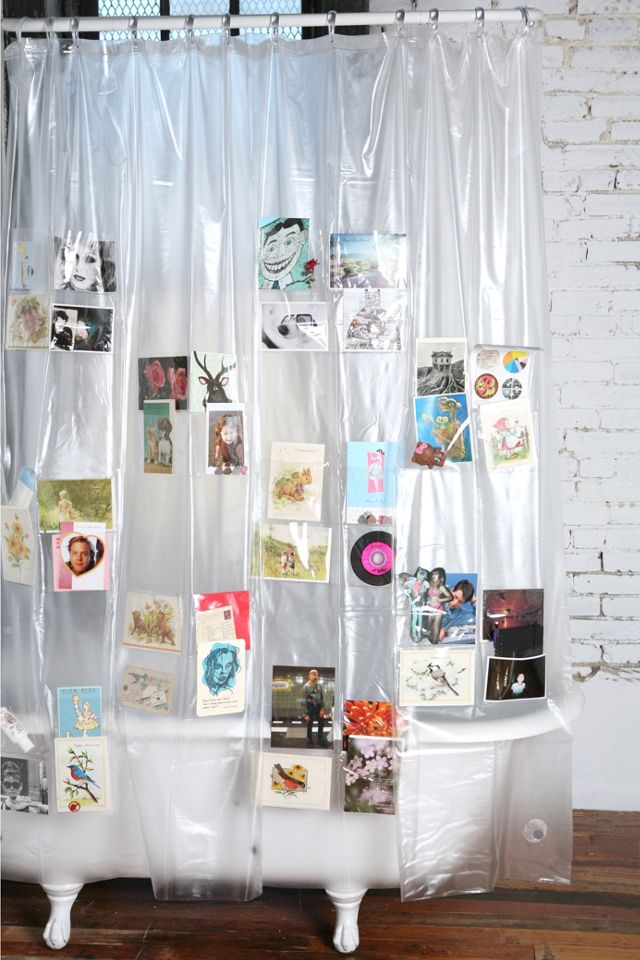 Vinyl Pockets Shower Curtain Urban Outfitters UK