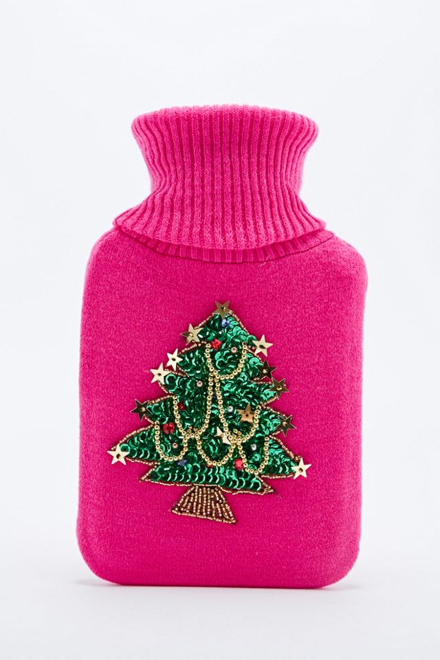 Christmas Tree Hot Water Bottle in Pink Urban Outfitters UK